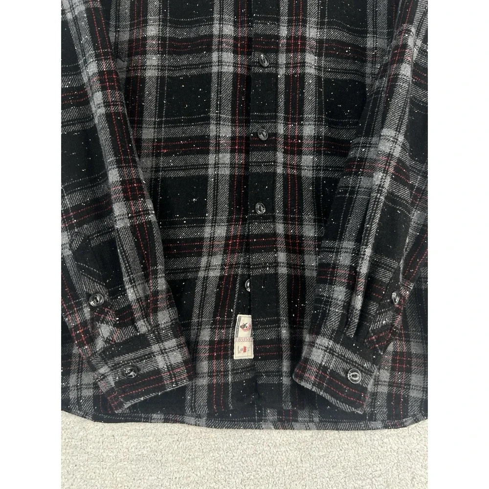 Levi's Shirt Jacket Mens M Black Plaid Wool Blend Western Yoke Flannel Shacket